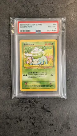 PSA 8 NM - MINT 1999 BASE SET POKEMON BULBASAUR 44/102 #44 WOTC TCG GRADED - Image 3