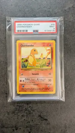 PSA 9 MINT 1999 BASE SET POKEMON CHARMANDER 46/102 #46 WOTC TCG GRADED CARD - Image 3