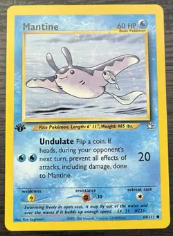 1st Edition Mantine 64/111 Pokemon TCG Neo Genesis Regular NM - Image 1