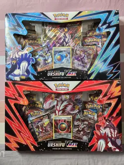 Pokemon Rapid Strike & Single Strike Urshifu VMAX Premium Box Red and Blue - Image 1