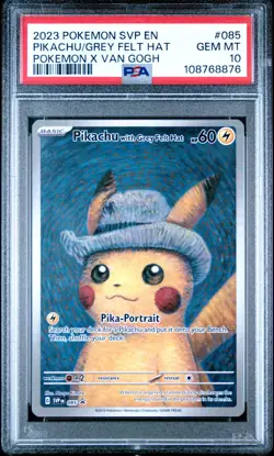 2023 POKEMON PIKACHU WITH GREY FELT HAT VAN GOGH GEM MINT PSA 10 - Image 1
