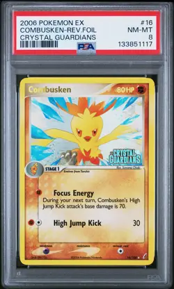 Combusken Reverse Holo 16/100 Crystal Guardians Pokemon PSA 8 - Image 1