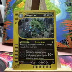 Pokemon Tyranitar 29/165 Expedition Base Set Holo Nintendo 2002 *SWIRL* - Image 1