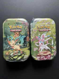 Pokemon TCG - Prismatic Evolutions - Mini Tins x2 - Sylveon + Leafeon - Sealed - Image 1