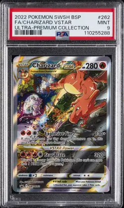 2022 POKEMON SWSH BLACK STAR PROMO #262 FULL ART/CHARIZARD VSTAR PSA 9 - Image 1