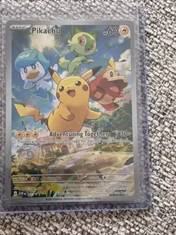 Pokemon Pikachu TCG Holo Black Star Promo SVP027 IR Paldea Evolved - Image 1