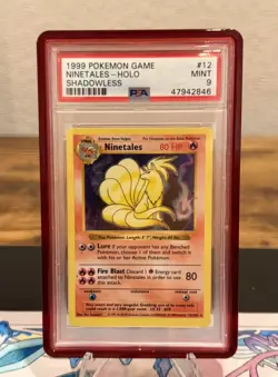 1999 POKEMON BASE SET SHADOWLESS #12 NINETALES-HOLO PSA 9 - Image 1