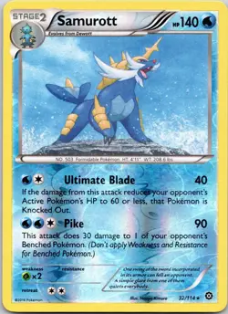Samurott 32/114 Steam Siege Pokemon Reverse Holo Near Mint - Image 1