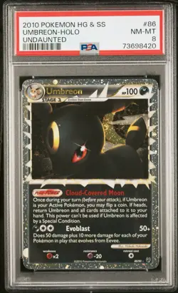 2010 POKEMON HEARTGOLD & SOULSILVER UNDAUNTED #86 UMBREON PRIME PSA 8 - Image 1