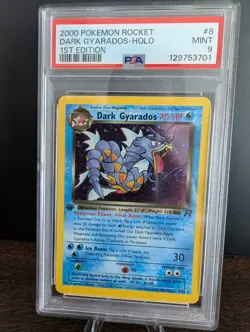 2000 POKEMON TCG ROCKET #8 DARK GYARADOS 1ST EDITION HOLO PSA 9 MINT with SWIRL - Image 1