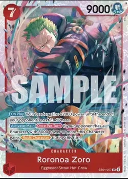 SHIPS TODAY ONE PIECE Roronoa Zoro EB04-007 SR (OP15) Adventure on Kami’s Island - Image 1