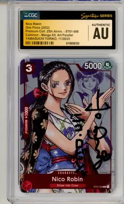 CGC Authentic Signed Yamaguchi Yuriko Nico Robin ST01-008 One Piece Promo Foil - Image 1