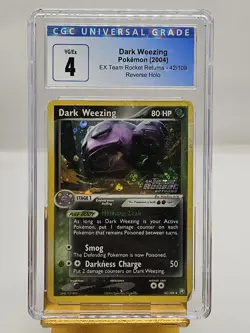 2004 Pokemon Team Rocket Returns Dark Weezing Reverse Holo #42/109 CGC 4 VG-EX - Image 1