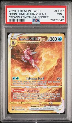 2023 POKEMON SWSH CROWN ZENITH ORIGIN FORME PALKIA VSTAR PSA 9 #GG67 - Image 1