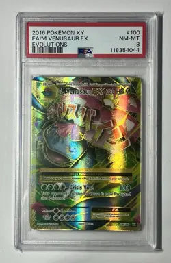 M VENUSAUR EX 100/108 •PSA 8 NM-MT• Full Art XY Series: Evolutions 2016 Pokemon - Image 1