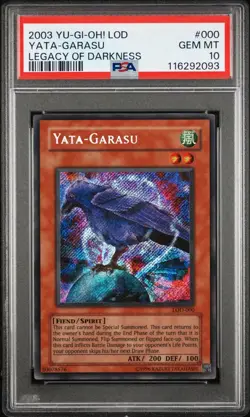 Yu-Gi-Oh! PSA 10 Legacy of Darkness LOD-000 Yata-Garasu Secret - Image 1