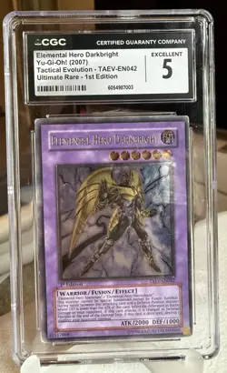 CGC 5 Elemental Hero Darkbright 1st Ed ULTIMATE RARE TAEV-EN042 YUGIOH 2007 - Image 1