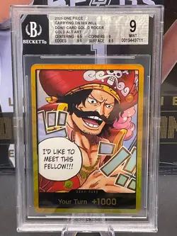 2025 One Piece Gol D Roger DON!! Card Gold ALT ART Carrying on His Will BGS 9 MT - Image 1