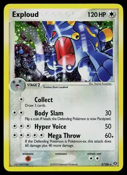 Pokemon Card - Exploud Emerald 3/106 Holo Rare SWIRL - Image 1