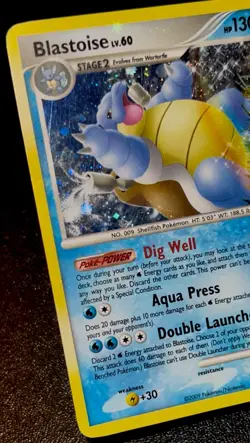 Blastoise 2/127 MP Holo Rare Cool Foil Bleed 2009 Platinum Base Pokemon Card! - Image 3