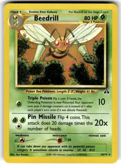 Beedrill 18/75 Neo Discovery Rare Pokemon Card LP Excellent - Image 1