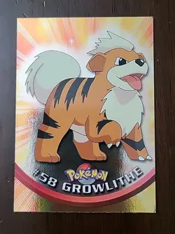 LP! HOLO 1999 Topps Pokemon Series 1 - Growlithe #58 Blue Logo - Image 1