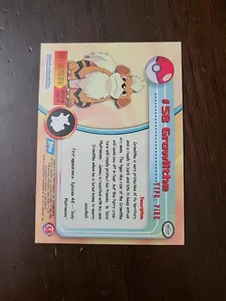 LP! HOLO 1999 Topps Pokemon Series 1 - Growlithe #58 Blue Logo - Image 2