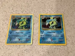 (2) Pokemon Card - Gyarados Base Set (Shadowless) 6/102 Holo & Non Shadowless HP - Image 1