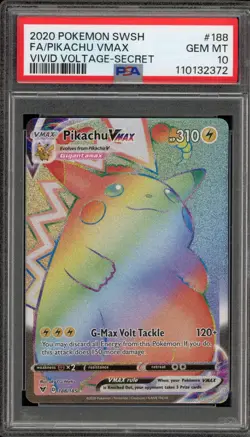 Pokemon Pikachu VMAX Vivid Voltage Secret Rare #188 PSA 10 Gem Mint - Image 1
