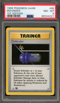 Pokemon Defender Base Set Shadowless 1st Edition #80 PSA 8 - Image 1