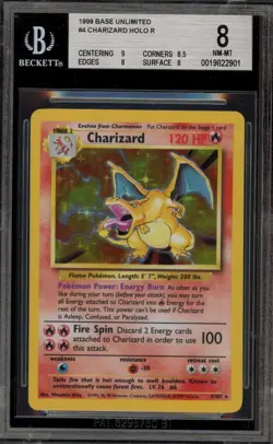 Pokemon Charizard Base Set Unlimited Holo Rare #4 BGS 8 - Image 1