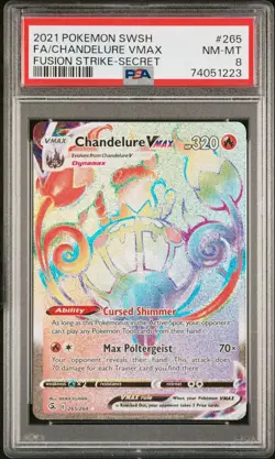 Pokemon TCG Chandelure VMAX Fusion Strike 265/264 PSA 8 Near MINT Secret Rare - Image 1