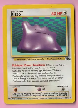 Ditto 50 HP 18/62 Non-Holo Rare 1999 Wizards Pokemon Fossil Set WOTC *8E - Image 1