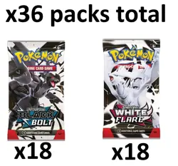 Pokemon TCG Black Bolt and White Flare Booster Pack Lot of 36! (18 BB & 18 WF) - Image 1