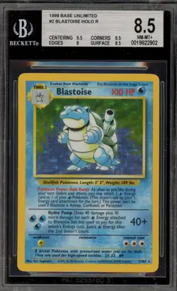 Pokemon Blastoise Base Set Unlimited Holo Rare #2 BGS 8.5 - Image 1