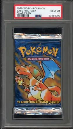 Pokemon Base Set Unlimited Charizard Art Sealed Booster Pack PSA 10 Gem Mint - Image 1
