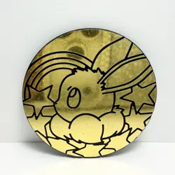 Pokemon Prismatic Evolutions JUMBO Glitter Eevee Coin Gold - Used - Image 1