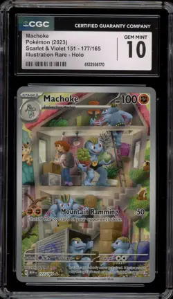 Pokemon Machoke 151 MEW EN Illustration Rare #177 CGC 10 Gem Mint - Image 1