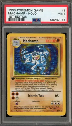 Pokemon Machamp Base Set 1st Edition Holo Rare #8 PSA 9 Mint - Image 1
