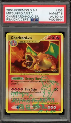 Pokemon Charizard Stormfront Holo #103 Mitshuiro Arita Sketch Auto 10 PSA 8 - Image 1