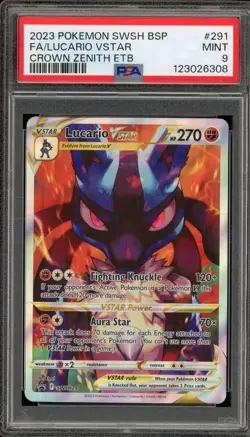 Pokemon Lucario VSTAR Crown Zenith ETB Full Art Promo SWSH291 PSA 9 Mint - Image 1