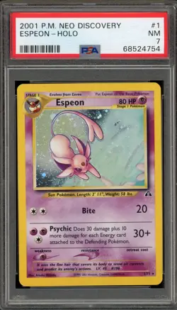 Pokemon Espeon Neo Discovery Unlimited Holo Rare #1 PSA 7 - Image 1