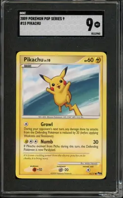 Pokemon Pikachu POP Series 9 #15 DAMAGED SLAB SGC 9 Mint - Image 1