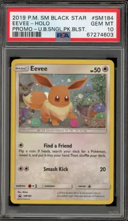 Pokemon Eevee Unbroken Bonds Blister Pk. Black Star Holo Promo SM184 PSA 10 - Image 1
