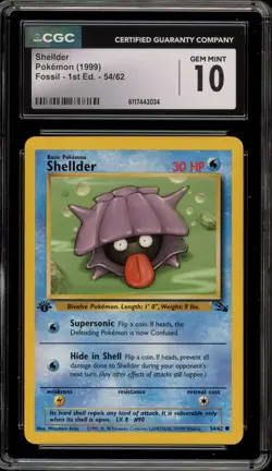 Pokemon Shellder Fossil 1st Edition #54 CGC 10 Gem Mint - Image 1