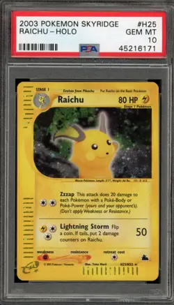 Pokemon Raichu Skyridge Holo Rare #H25 PSA 10 Gem Mint - Image 1