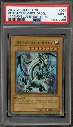 Yu-Gi-Oh! Blue Eyes White Dragon Legend of Blue Eyes 1st Edition LOB-001 PSA 9 - Image 1