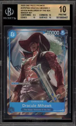 One Piece CCG Dracule Mihawk Seven Warlords/Sea Promo OP07-044 BGS 10 - Image 1