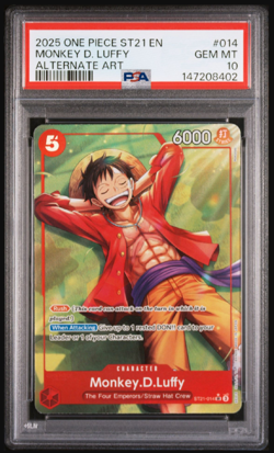 2025 ONE PIECE STARTER DECK ST21-EX GEAR 5 ALTERNATE ART MONKEY D. LUFFY PSA 10 - Image 1