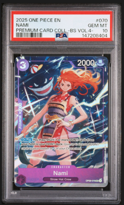 2025 ONE PIECE #070 PCC PREMIUM BEST SELECTION VOL 4 GENGAR NAMI PSA 10 GEM MINT - Image 1